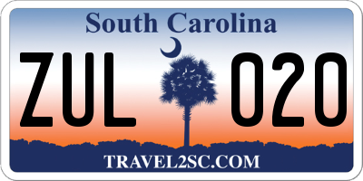 SC license plate ZUL020