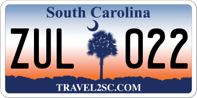 SC license plate ZUL022