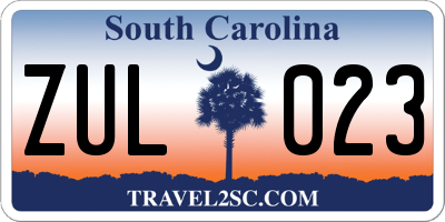 SC license plate ZUL023