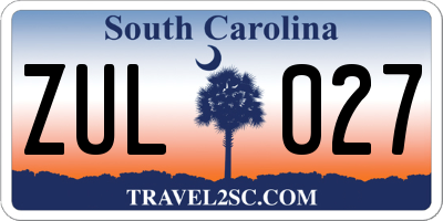 SC license plate ZUL027
