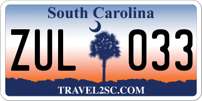 SC license plate ZUL033