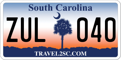 SC license plate ZUL040