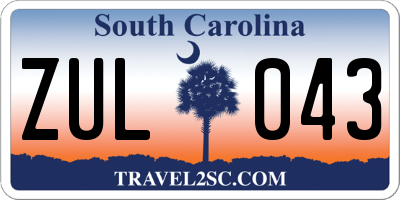 SC license plate ZUL043
