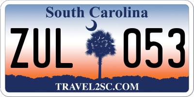 SC license plate ZUL053