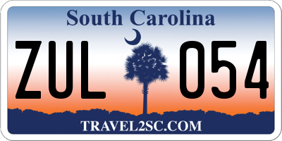 SC license plate ZUL054
