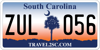 SC license plate ZUL056