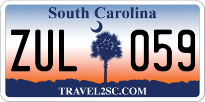 SC license plate ZUL059