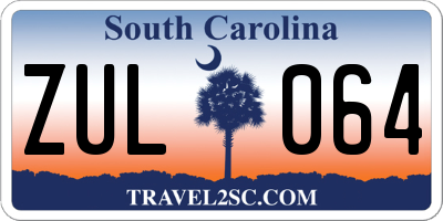 SC license plate ZUL064