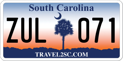 SC license plate ZUL071