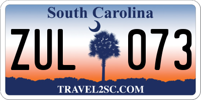 SC license plate ZUL073