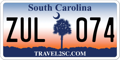 SC license plate ZUL074