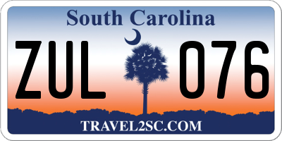 SC license plate ZUL076