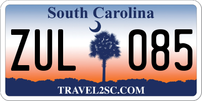 SC license plate ZUL085