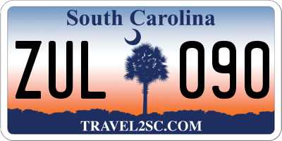 SC license plate ZUL090