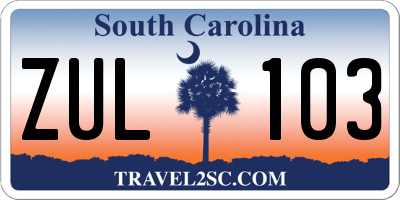 SC license plate ZUL103