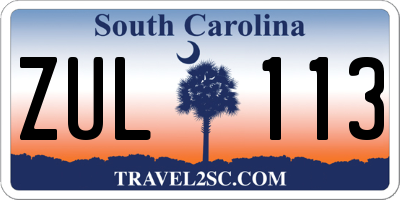 SC license plate ZUL113