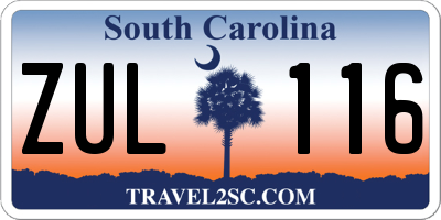 SC license plate ZUL116