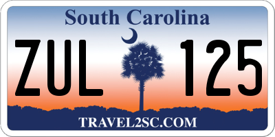SC license plate ZUL125