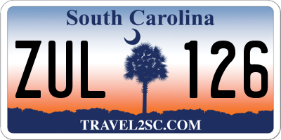 SC license plate ZUL126