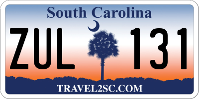 SC license plate ZUL131