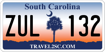 SC license plate ZUL132