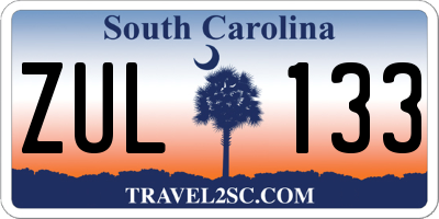 SC license plate ZUL133