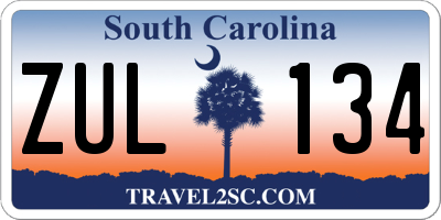 SC license plate ZUL134