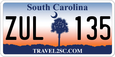 SC license plate ZUL135