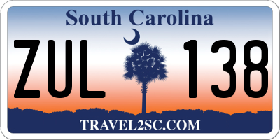 SC license plate ZUL138
