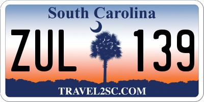 SC license plate ZUL139