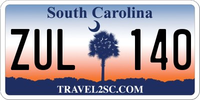 SC license plate ZUL140