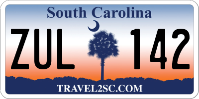 SC license plate ZUL142