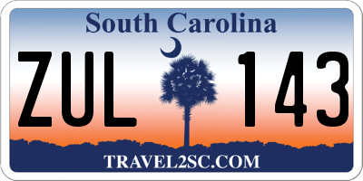 SC license plate ZUL143