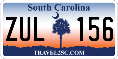 SC license plate ZUL156