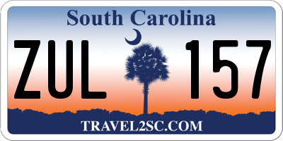 SC license plate ZUL157