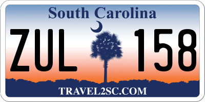 SC license plate ZUL158