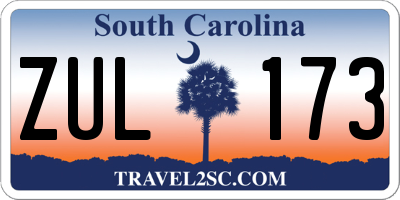 SC license plate ZUL173