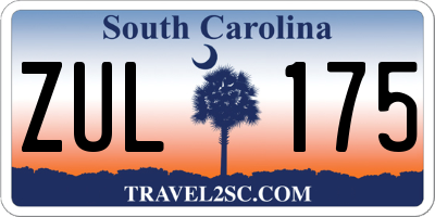 SC license plate ZUL175