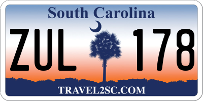 SC license plate ZUL178
