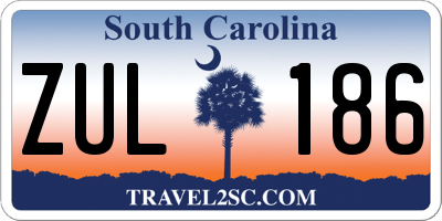 SC license plate ZUL186