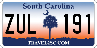 SC license plate ZUL191
