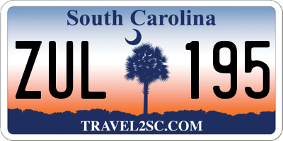 SC license plate ZUL195