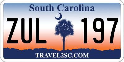 SC license plate ZUL197