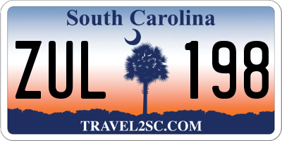 SC license plate ZUL198