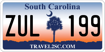SC license plate ZUL199