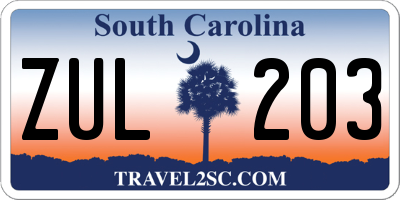 SC license plate ZUL203