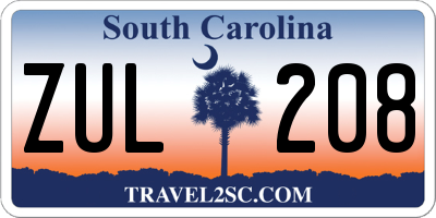SC license plate ZUL208