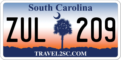 SC license plate ZUL209