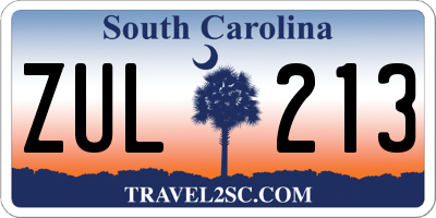 SC license plate ZUL213