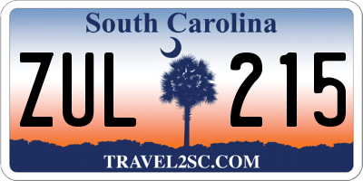 SC license plate ZUL215